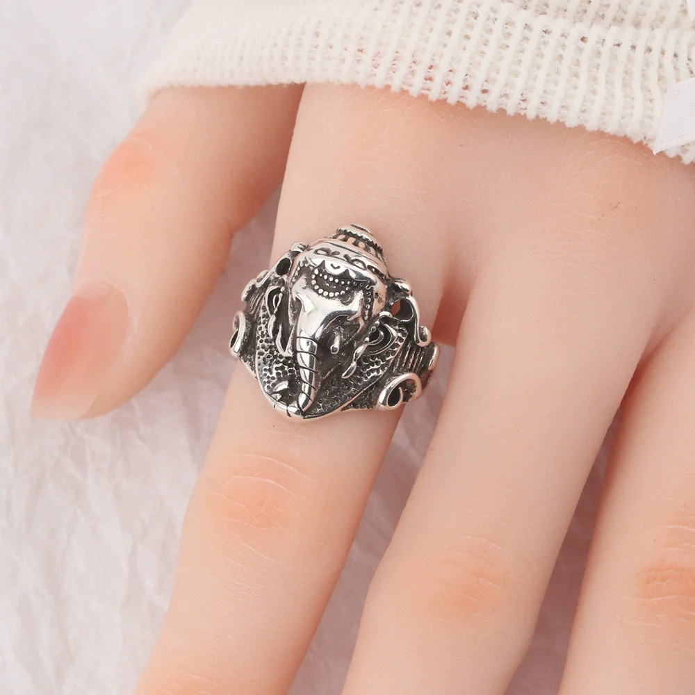 

Retro Lucky Elephant Adjustable Finger Rings For Men Hip Hop Animal Fashion New Jewelry Gift Party Rock кольца