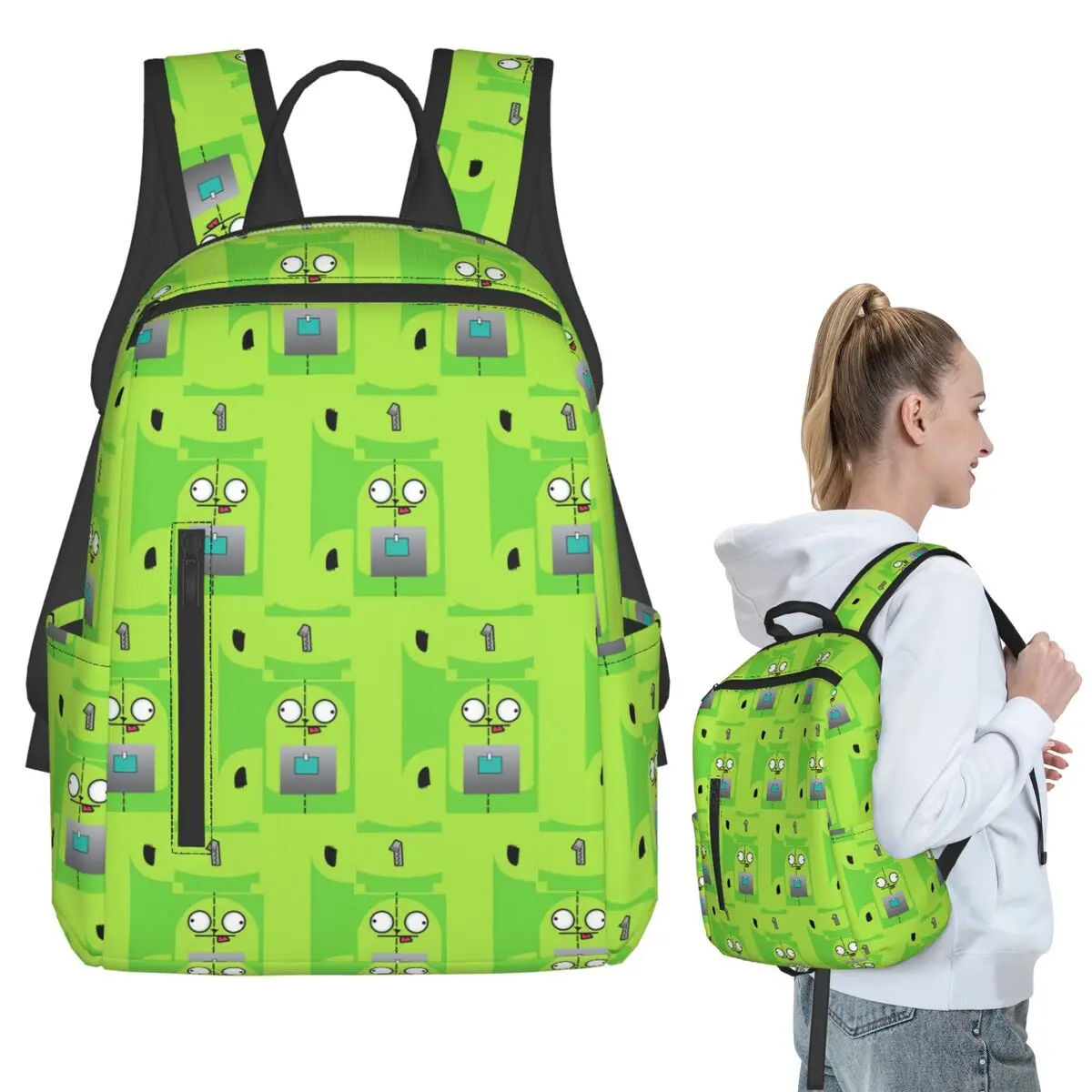 Invader Zim Backpack Student BookBag Kids School Bag Laptop Shoulder Bags Boys Girls
