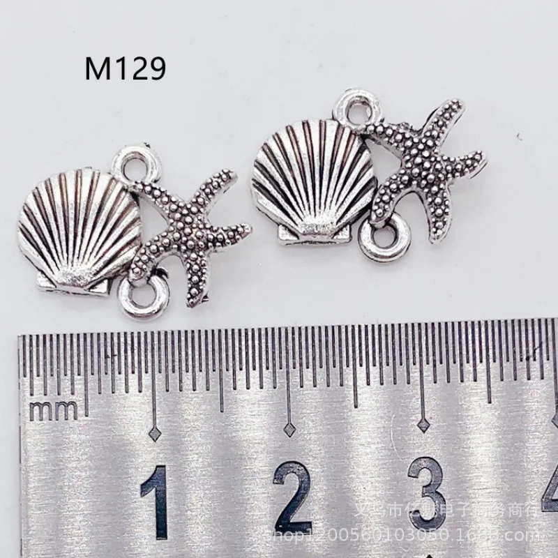Factory Direct Sales 100Pieces DIY Ornament Zinc 13x18mm Double Hanging Starfish Shell Clothing Bag Connector