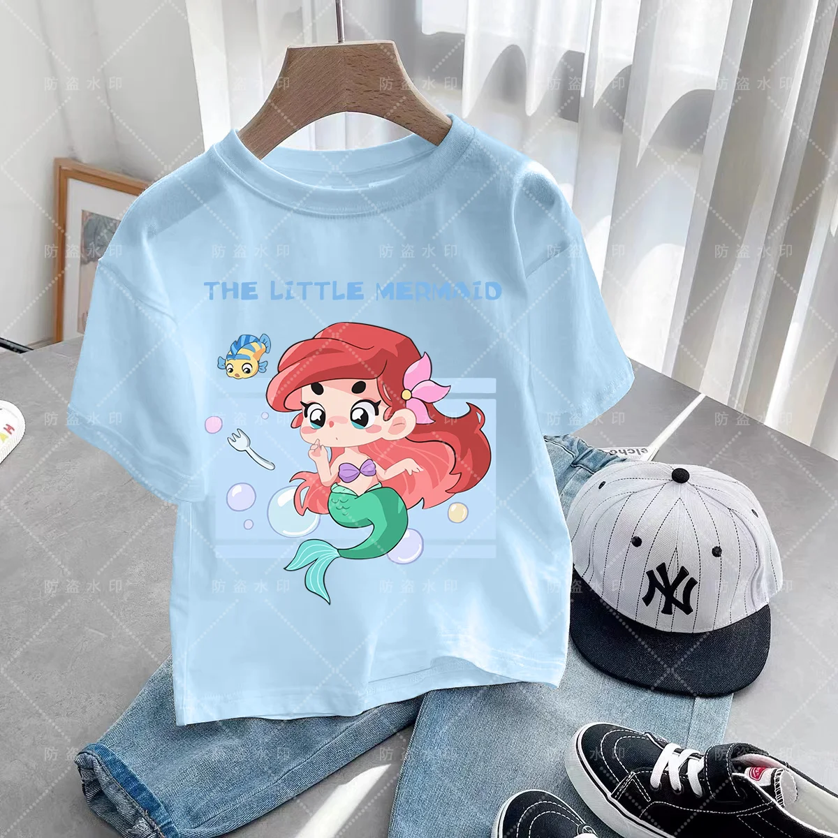 Camiseta de dibujos animados de Disney para niña, ropa de princesa Kawaii, dibujos animados de Disney, verano 2024