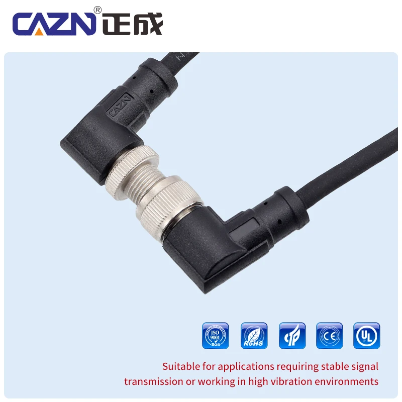 M12 Unshielded Overmolded Damping Plug Straight Male Female 2-17 Pin 1/2/5m PVC PUR IP67 for High Vibration & Shock Environments