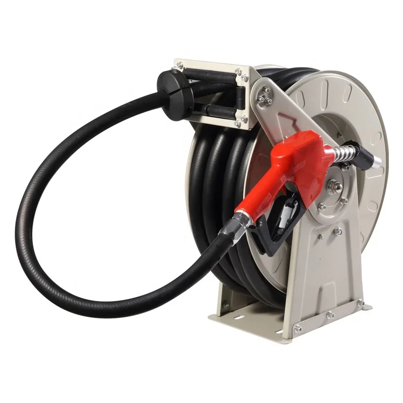 

Diesel Fuel Hose Reel Retractable 3/4" x 50m Spring Driven Rubber Hose with Swivel Automatic fuel gun