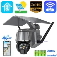 HD Wireless WiFi 4G Solar Panel Powered IP Camera Outdoor Security Protection Surveillance CCTV 360 PTZ Smart Home PIR Secur Cam