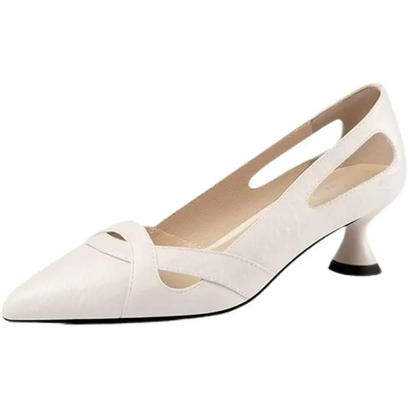

Women's Mid-Heel Hollow-Out Pointed Toe Shoes, Comfortable Elegant Office Pumps, Fashionable Suitable for Daily and Office Wear.
