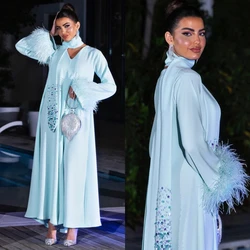 Jiayigong s-Robe Mi-Longue à Paillettes et à Plumes, Coupe Trapèze, Col en V, sur Mesure, pour Occasions