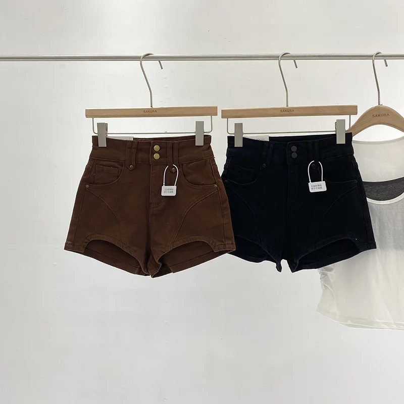 

High Waist Wide Leg Short Jeans Casual Style Women's Fashion plus Size Shorts Autumn 2024 New Arrival Retro Slimming Shorts
