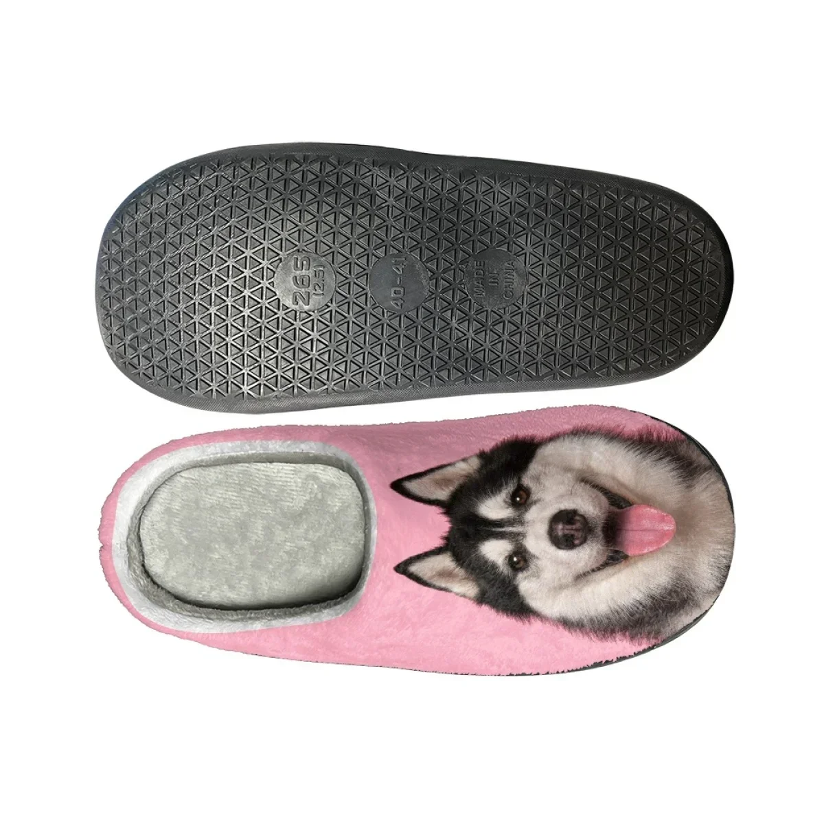 Lovely Husky Design Winter Cozy Footwear Women Flats Indoor Non Slip Slides Dropshipping All-match House Warm Cotton Slippers