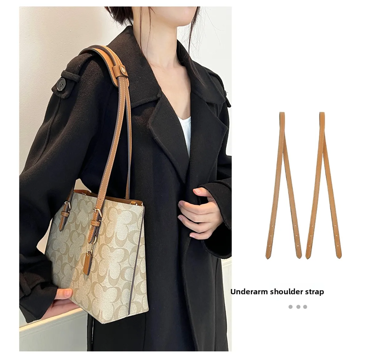 Adjustable Bag Strap For Coach Mollie25 Tote Bag Leather Shoulder Strap Durable Bag Belt Underarm Bag Replacement Accessories
