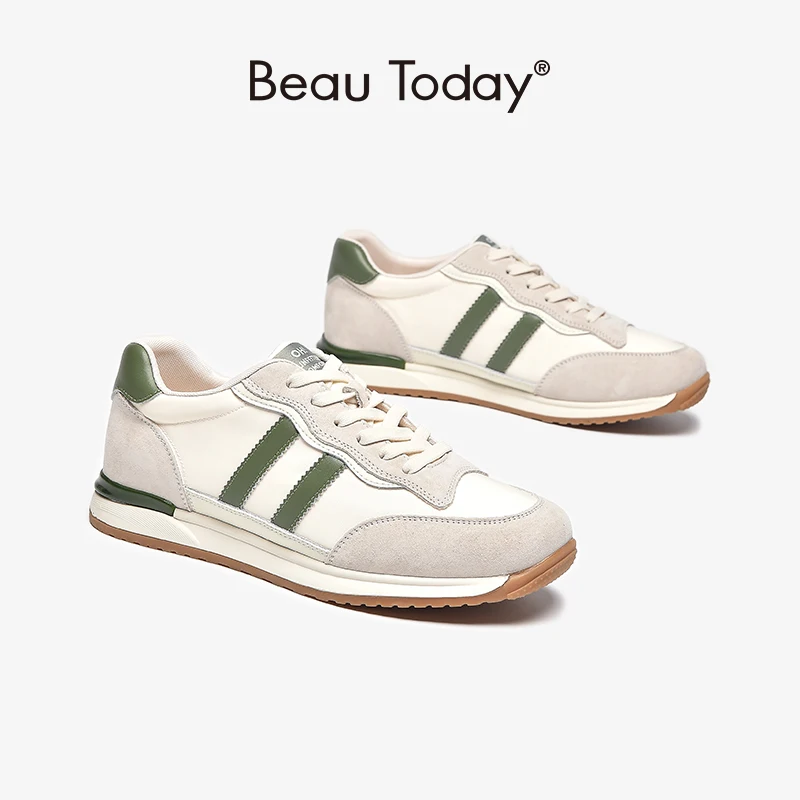 BeauToday Casual Sneaker Women Mixed Colors Lace-Up Thick Sole Designer Shoes Round Toe Trainers Handmade 29115