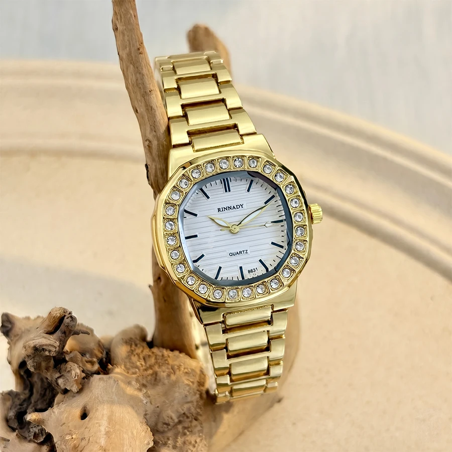 Vintage Ladies Watch with Horizontal Striped Dial and Classic Design