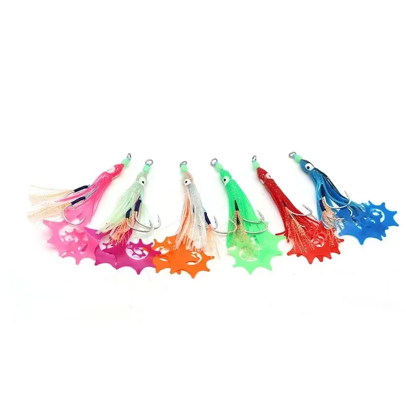 JINHONGKANG 30pcs/lot muti color Assist Hook Lure High Strength High Carbon Saltwater Double Barbed Fishing Tackle