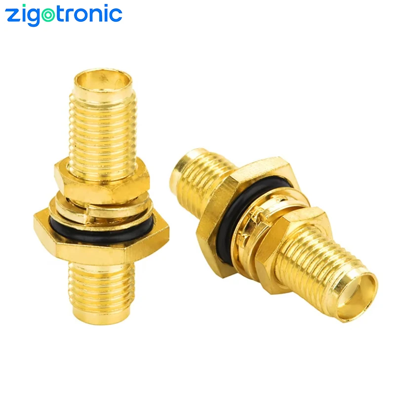 Zigotronic SMA Bulkhead Adapter Female Coupler Waterproof Panel Mount Connector for RF Coaxial Antenna