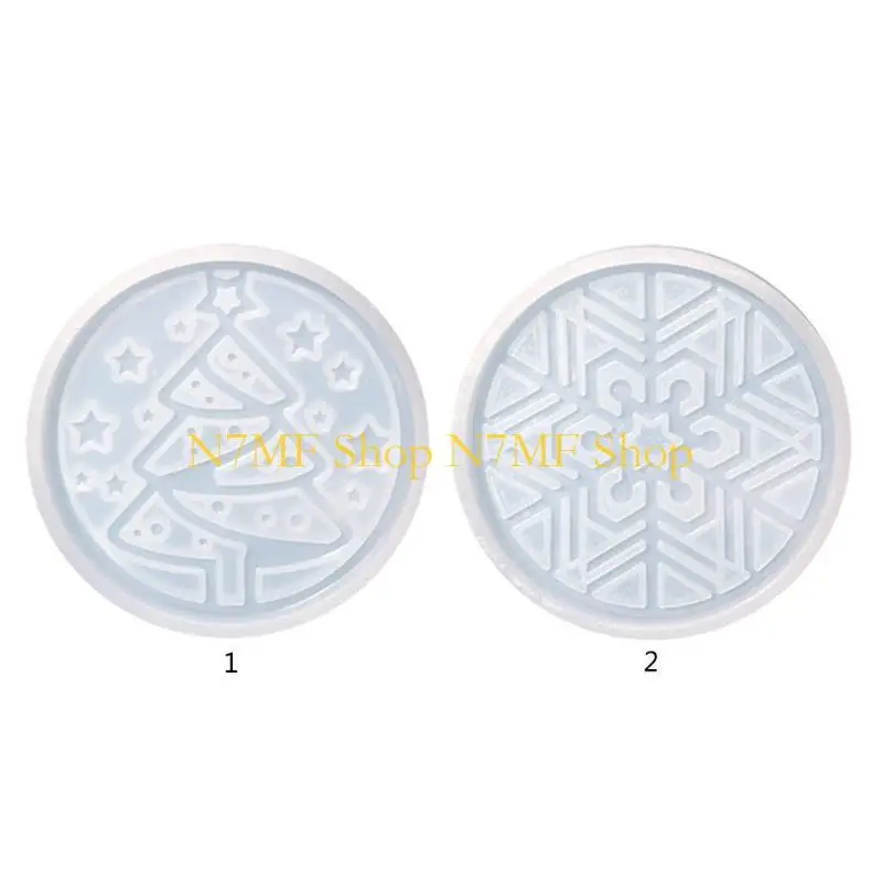 

N7MF Xmas-Tree Epoxy Resin Mould Snowflake Cup Mat Silicone Mold Home-Decor