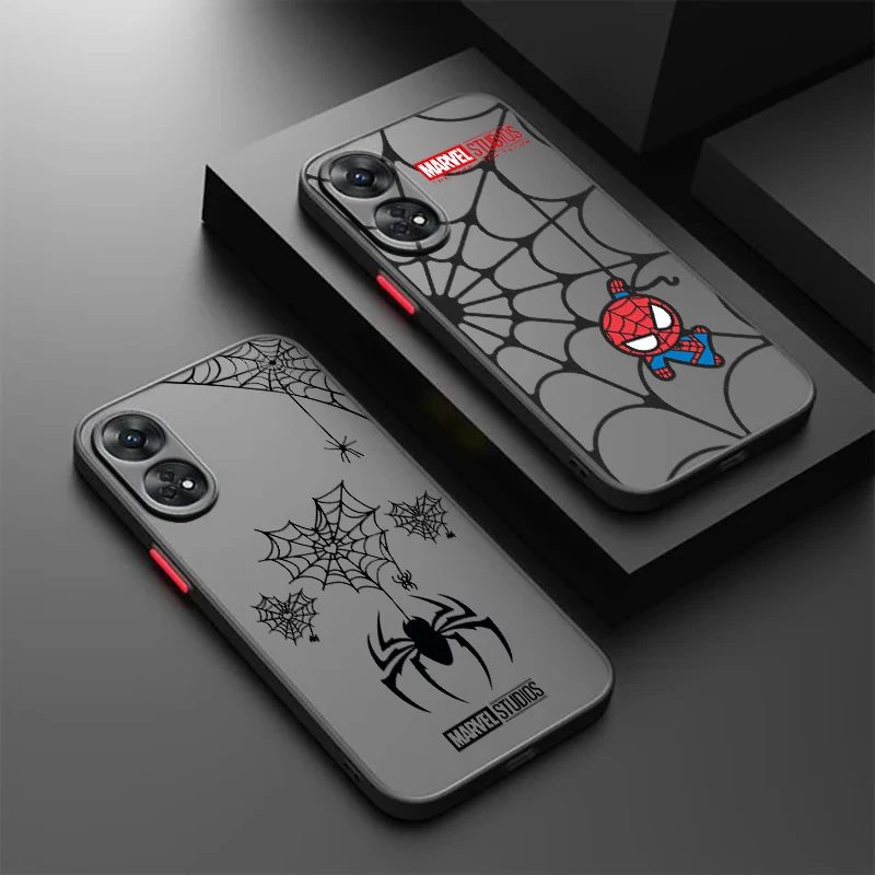 Marvel Spider-Man Hero For OPPO Reno 8T 8 7 6 5 Z F SE Pro Plus Lite TPU Shockproof Frosted Translucent Phone Case