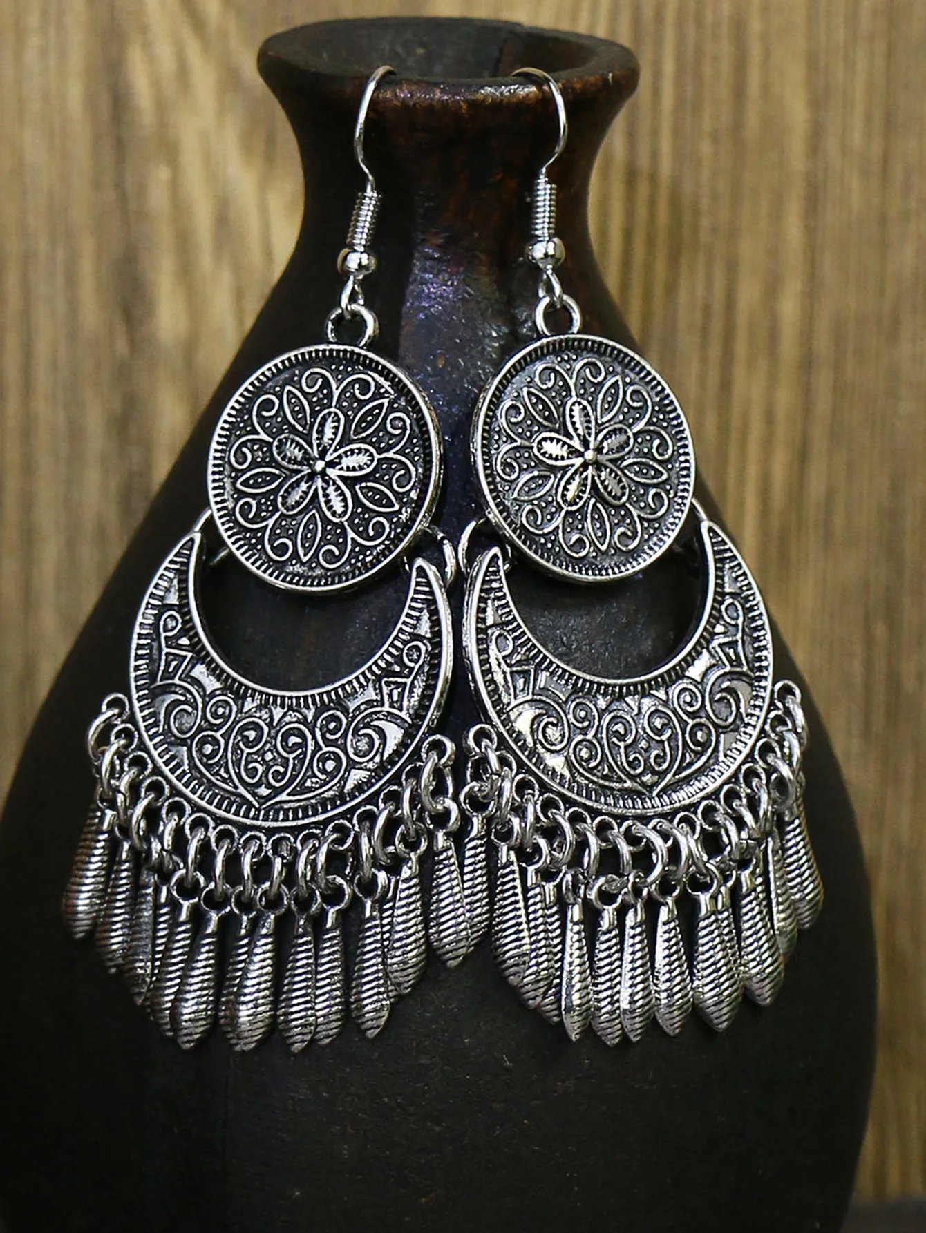 Ethnic Style Metal Long Style Tassel Earrings Retro Premium Earrings Jewelry Ladies Gift