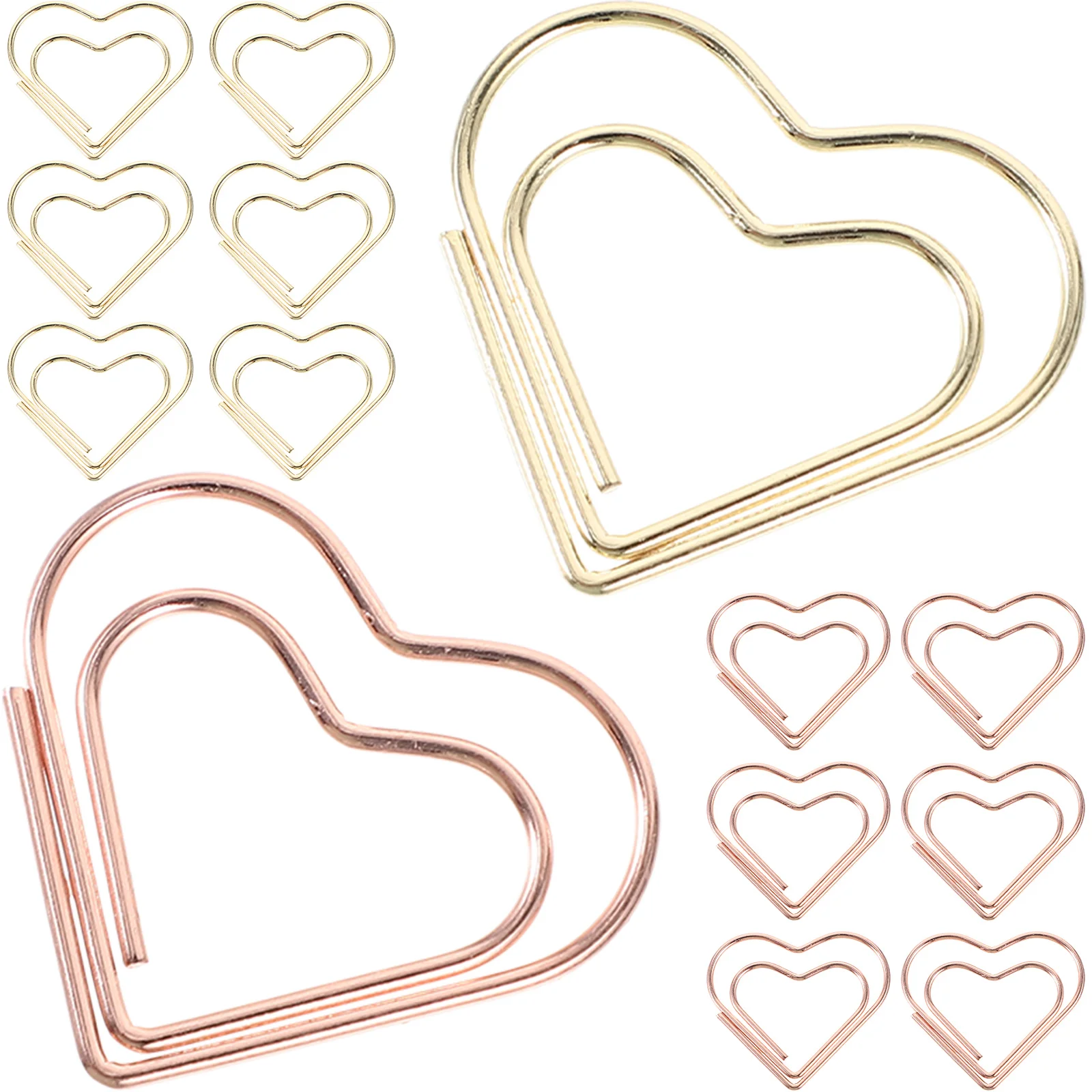 24Pcs Heart Paper Clips Creative Shaped Aluminium Alloy for Office Study Scrapbook Decorative Document Clips