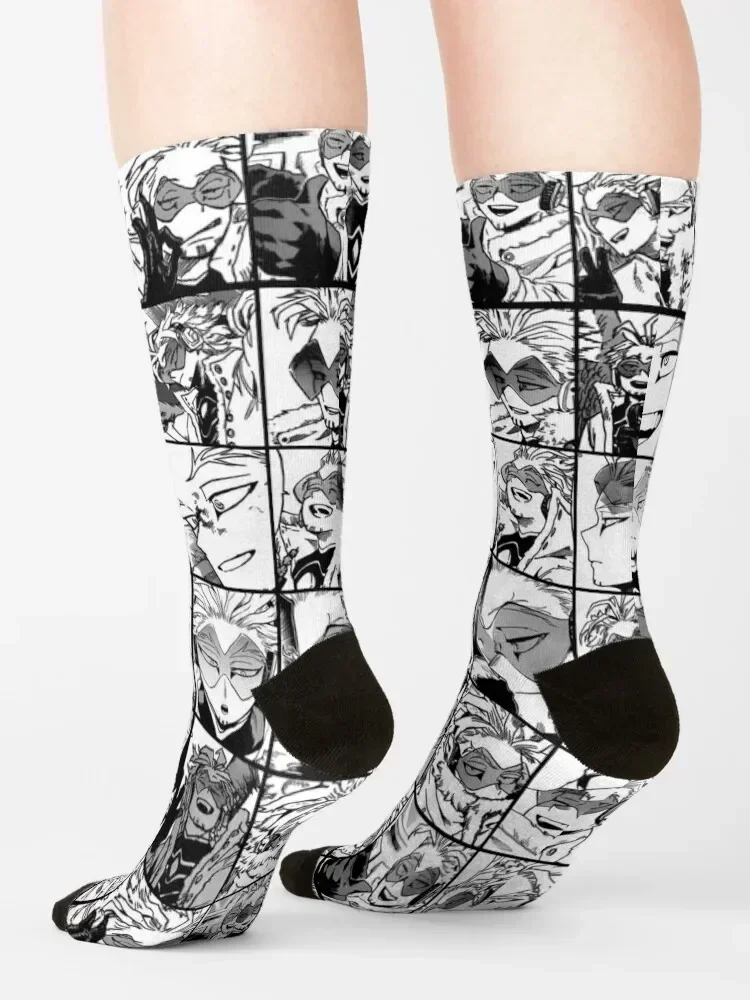 هوكس- نسخة مانغا باللونين الأبيض والأسود جوارب كرة القدم للأطفال جوارب بناتي مخصصة للرجال #4