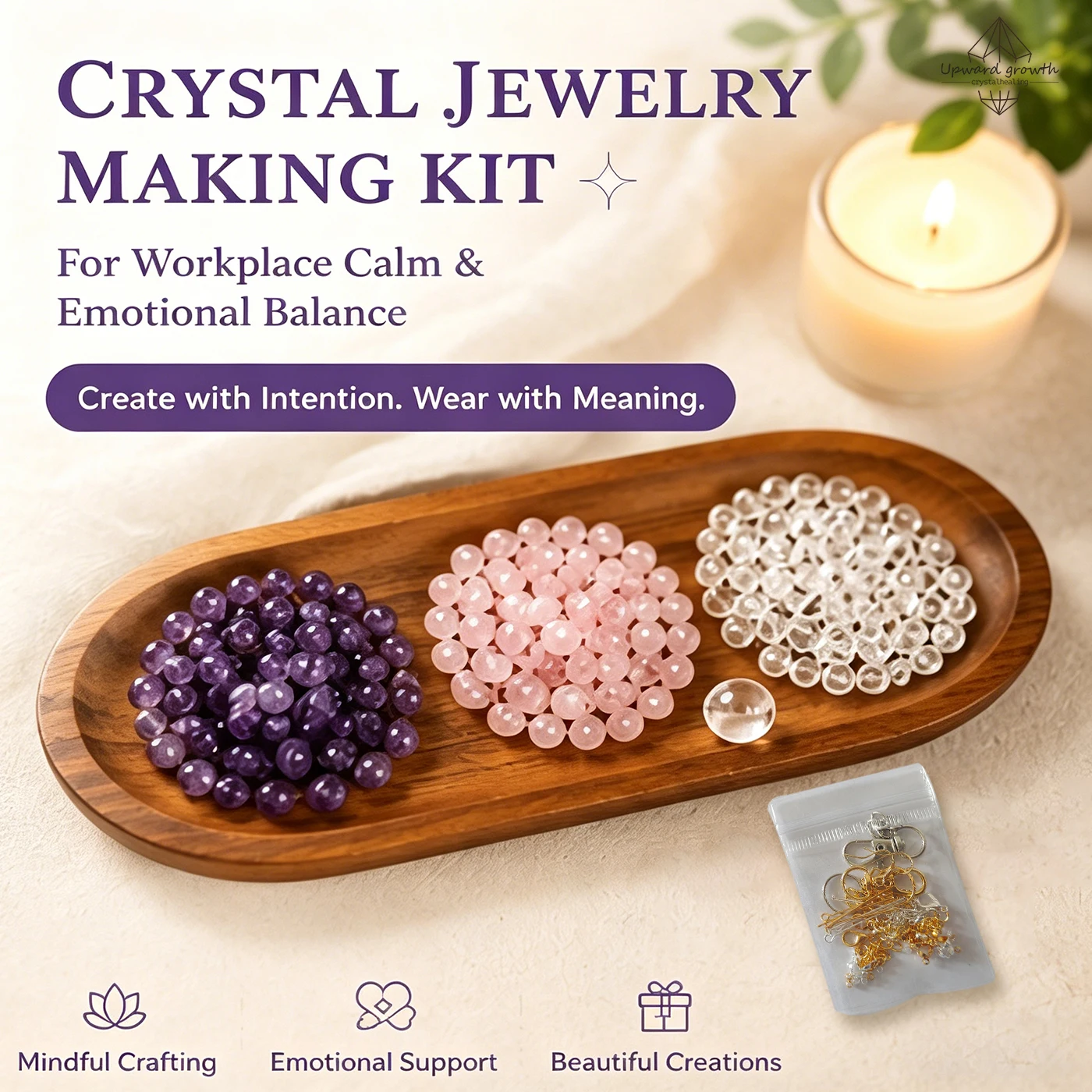 

Emotional Healing Crystal Jewelry Making Kit DIY Bracelet Keychain Set Stress Relief Creativity Mindful Crafting Perfect Gift