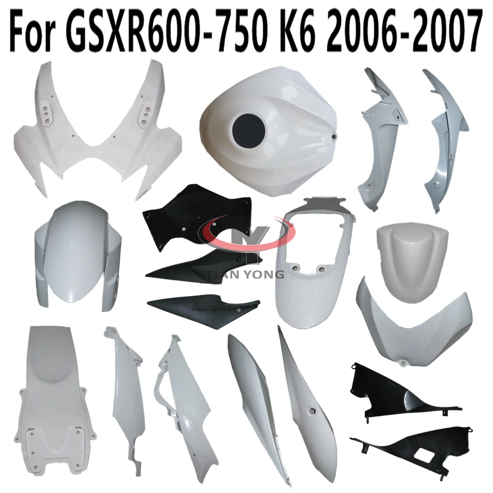 Motorcycle For GSXR600 GSXR750 GSXR GSX 600 750 2006 2007 K6 Unpainted Fairing Bodywork Components Pack left right