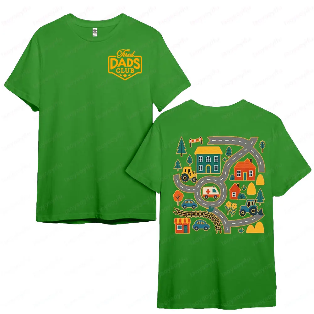 Tired Dads Club Shirt Mat Road Car Race Track Printed TShirt Funny Fathers Day Gift T-shirt Mens Daily Life Casual Home Wear