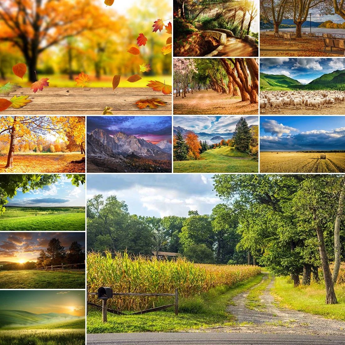 

MOON.QG Autumn Decoration Backdrop Countryside Sunflower Field Photography Background Newborn Props Accessories Photozone Poster