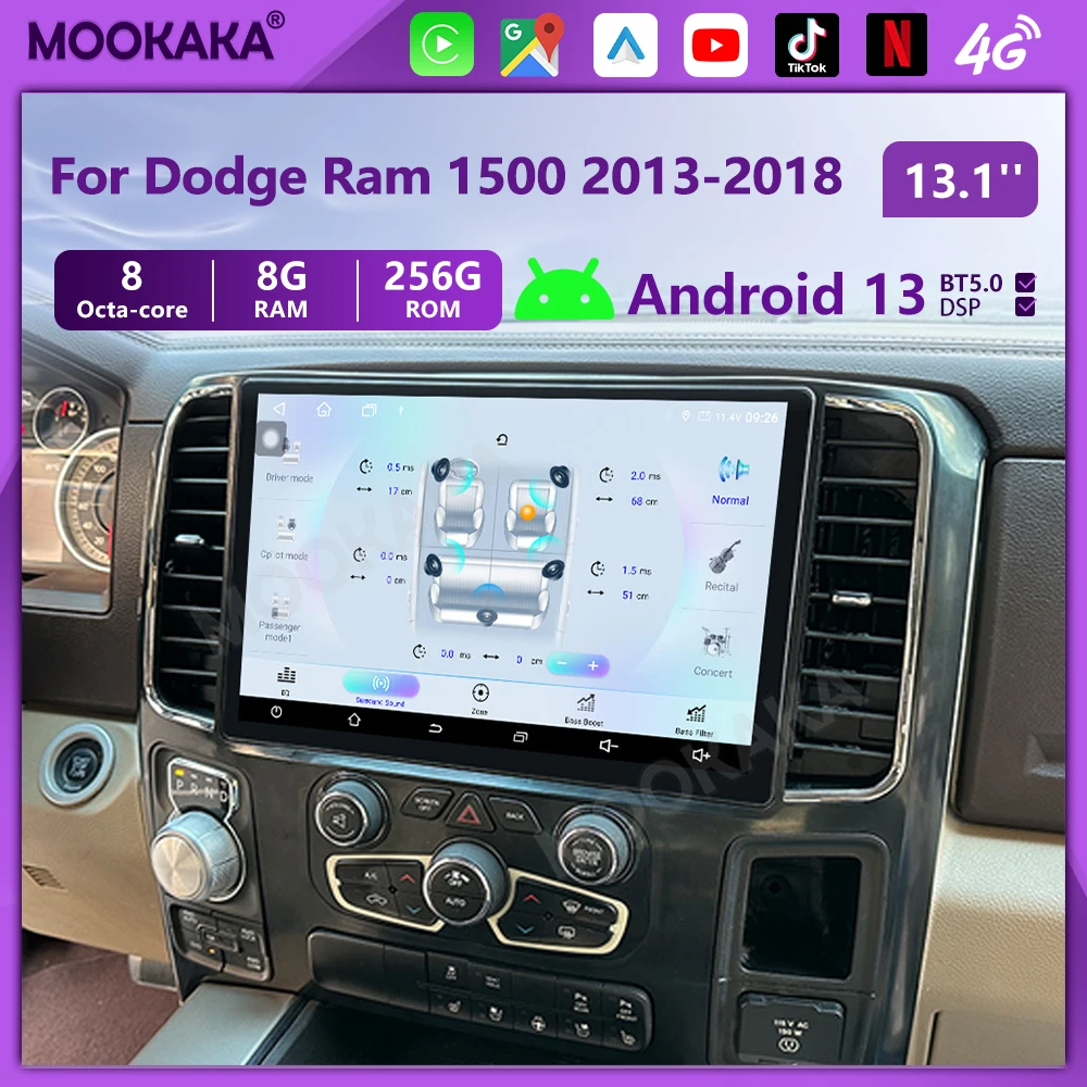 Multimedia Unit Android 13 Car Radio For Dodge Ram 1500 2013~2018 Multimedia Player Stereo Head Unit GPS Navigation Carplay Auto