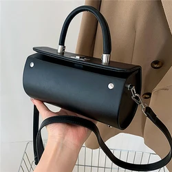 Cylindrical Handbags For Women 2023 New Casual Solid Color Shoulder Bags Simple Messenger Bags Solid Color Vintage Square Bags