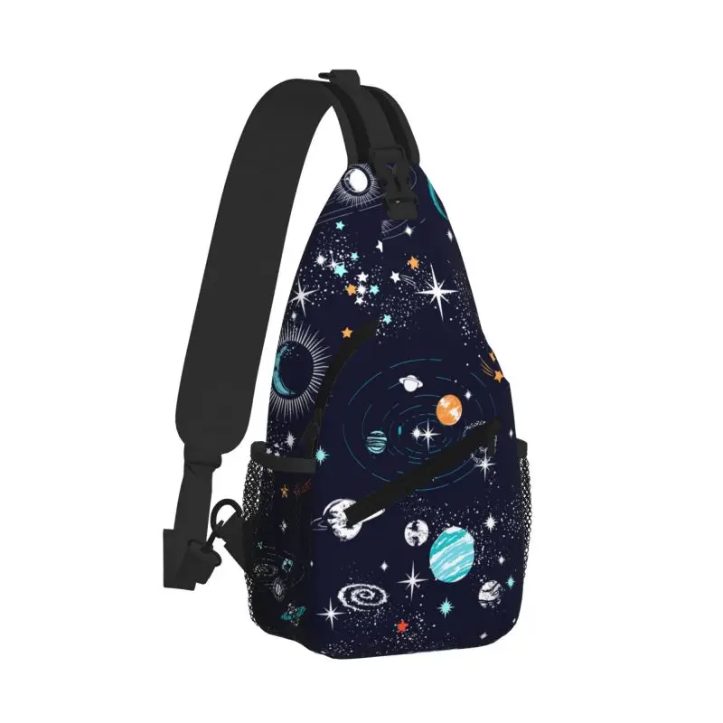 Space Galaxy Planet Chest Bags Crossbody Sling Bag Travel Hiking Sports Backpack Daily Casual Lightweight Daypack for Men Women