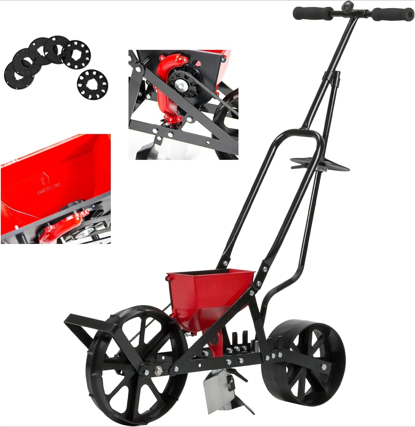 

Садовая сеялка-сажалка с 6 лотками для до 20 видов семян, цинковое лезвие, маркер для разметки рядов