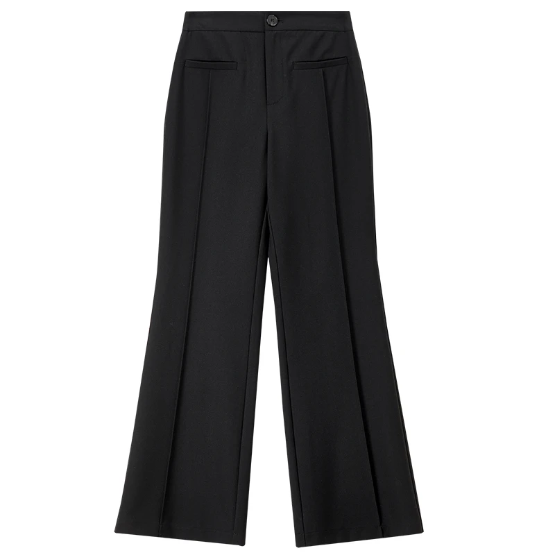 SENTUBILA Flare Pants for Women 2026 Spring New Subtle Silk Blend Elastic Waist Solid Trousers Commute Slim Fit Pant 161KE5852