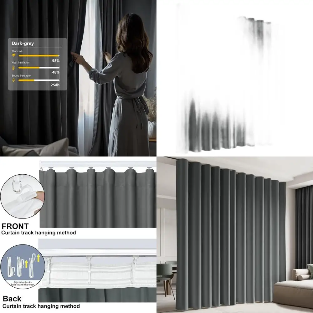 Graues Sichtschutz-Vorhangpaneel, 120 x 84, Raumteiler für Wohnzimmer, Schlafzimmer oder Büro