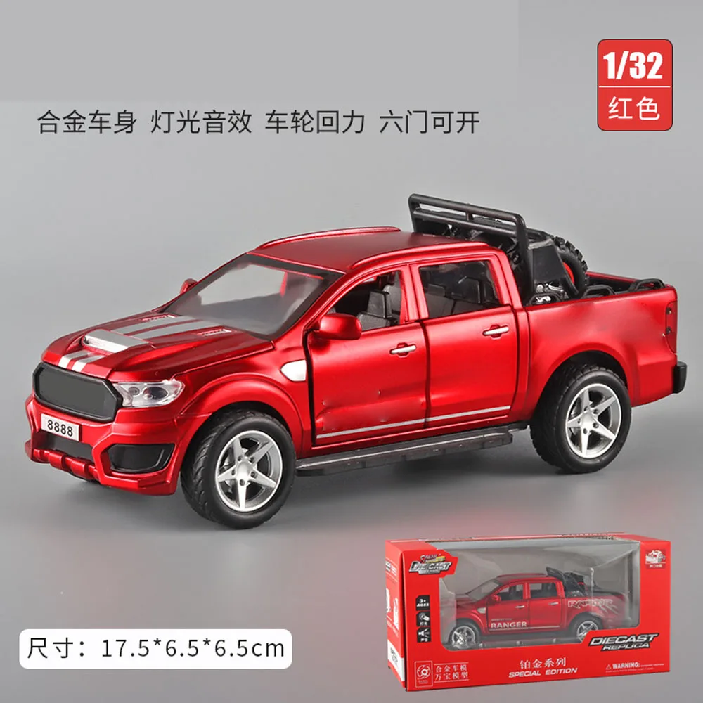 Car model scale 1:32 FOR Ford F350 Autobahn Polizei Spare tire detachable Pickup off-road vehicle model Model ornaments