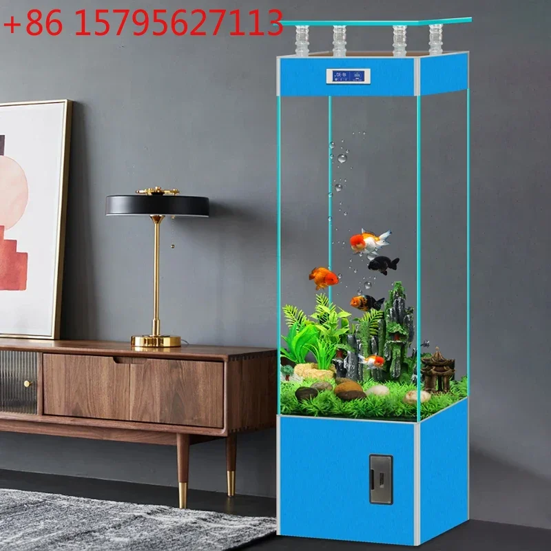 

Super White Glass Smart Fish Tank Living Room Home Vertical Medium Office One-Click Sewage Discharge Aquarium