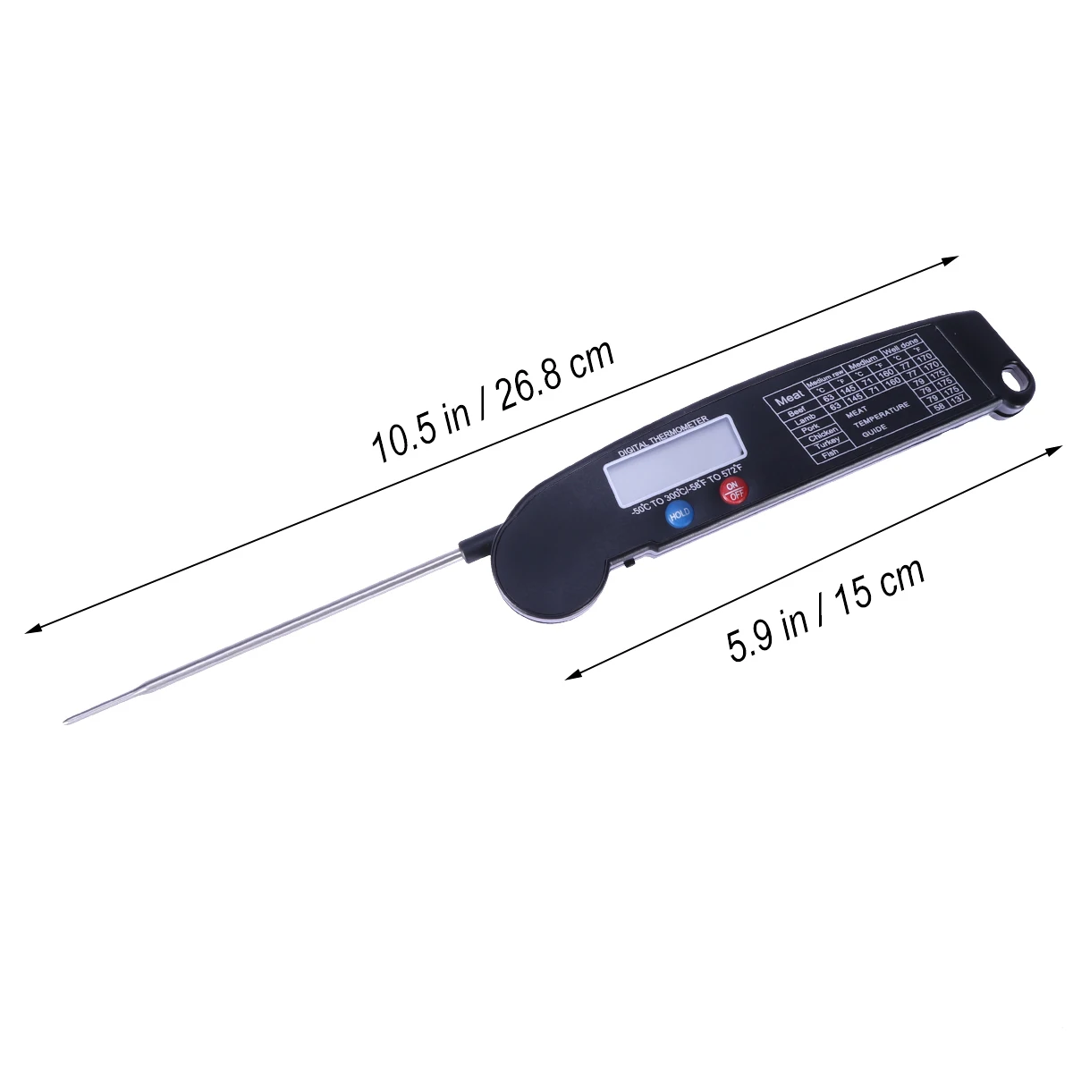 

Digital Thermometer Instant Read Electronic Meat Food Probe Grill Oven Hold Auto-Off Tip Rotating Design -50 to