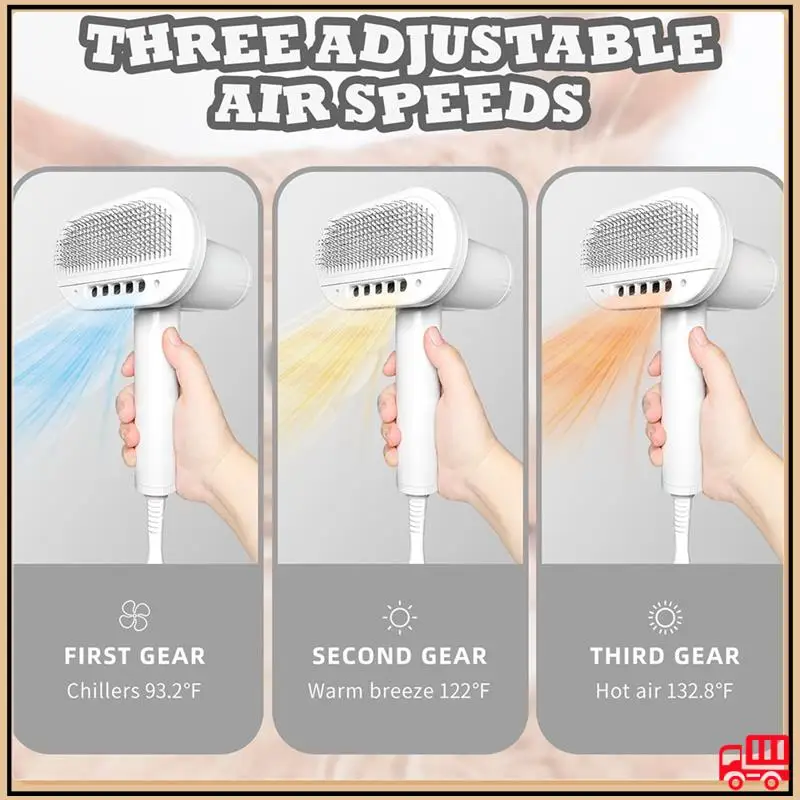 

Low Noise Pet Dryer And Grooming Brush, 3 Modes, For Small And Medium Dogs/Cats EU Plug