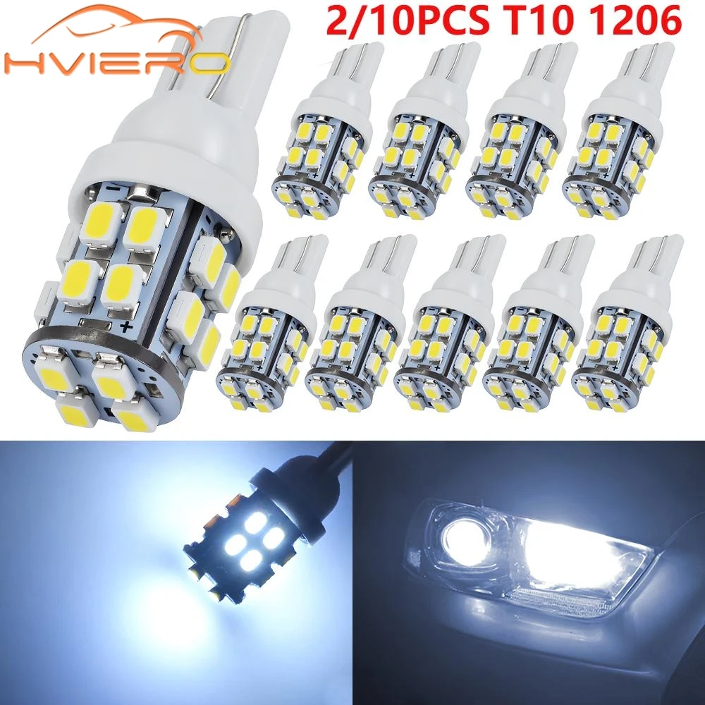 2/10 T10 1206 20SMD 20 Led White Car Wedge Light W5W 194 168 Auto Vehicle License Plate Clearance Lamp Reading Truck Bulb DC 12V