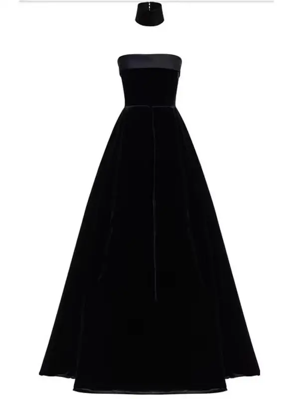 E Vestido Largo de Terciopelo Ne para Fiesta de Cumpleaños, Actuaciones, Reuniones Anus de Empresa y Bodas