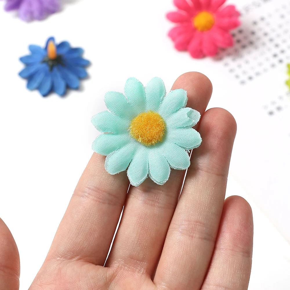 50/100Pcs Artificial Sunflowers Flowers Heads Silk Sunflower Bulk Daisy Flowers For DIY Crafts Hair Clips Floral Craft Supplies