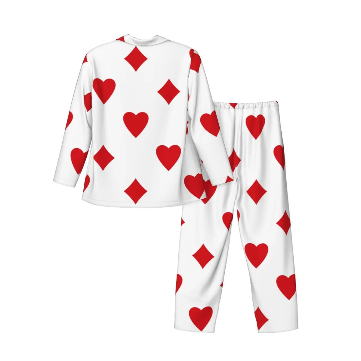 Men Pajamas Set of Autumn Winter Long-Sleeved Alice In Wonderland Hearts And Diamonds Home Clothing Sleepwear 2PCS/Set