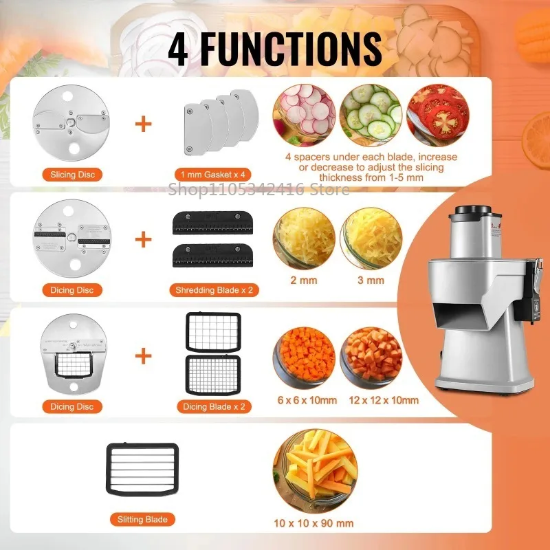 4-in-1 Multifunctional Electric Vegetable Slicer 200W, Food Chopper for Slicing, Shredding, Dicing & Slitting – KitchenEssential