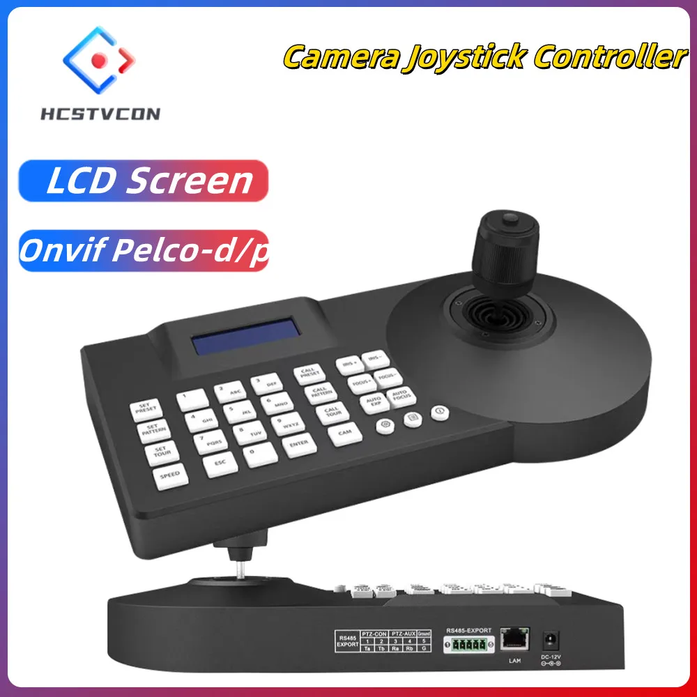 Camera Joystick Controller 4D LCD Screen RS485 Onvif Pelco-d Pelco-p 4D PTZ Controller for Broadcast Church Live Streaming