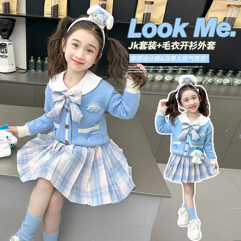 

Children Sanrio Cinnamoroll Cosplay Skirt Girl Autumn Princess Dress Kids Linabell Jk Uniform Birthday Party Gift Academy Style