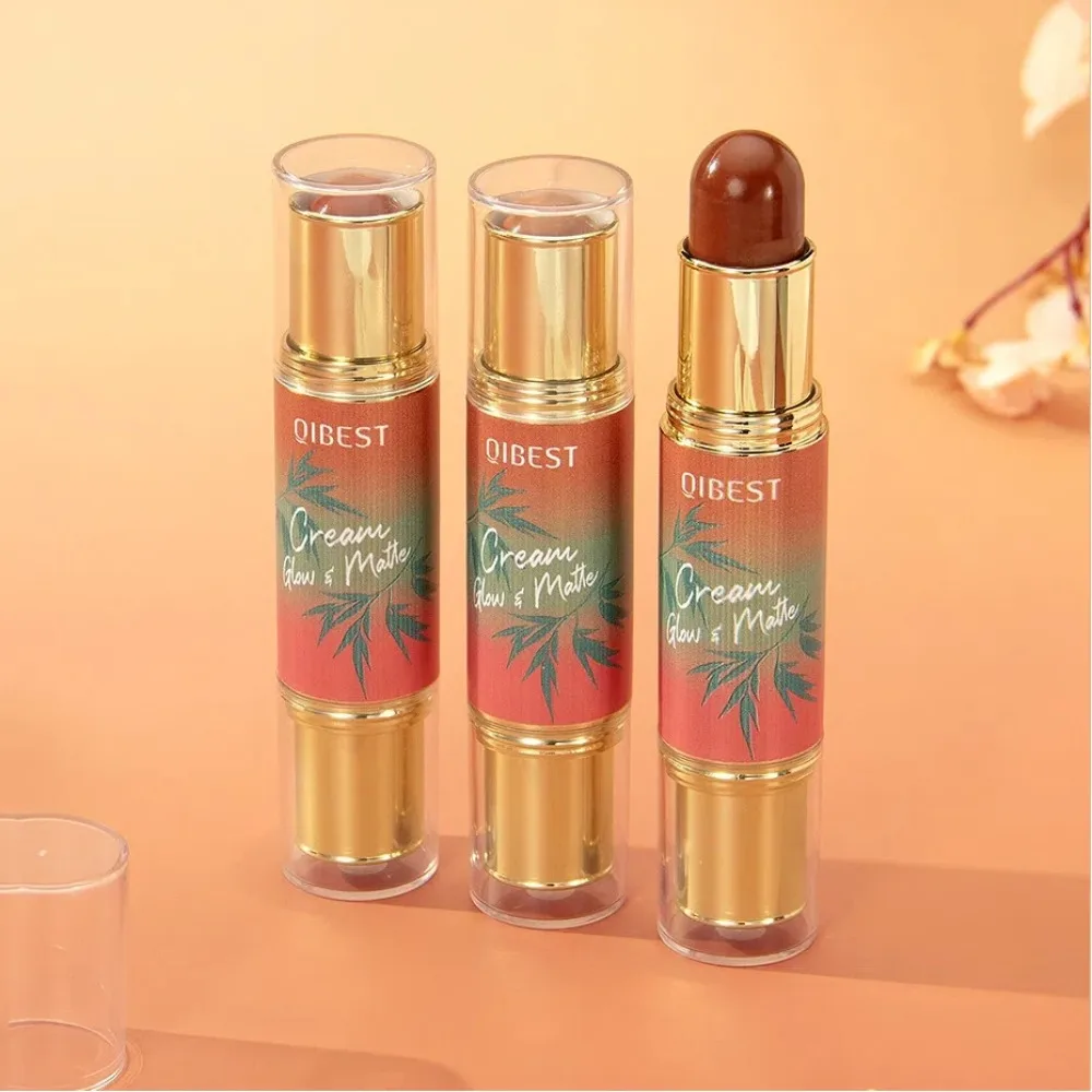 Trucco per il viso Bastone multiuso Guance Contoori Occhi Labbra Doppia testa Bronzer Blush Stick Crema mousse liscia Rossetto opaco Ombretto