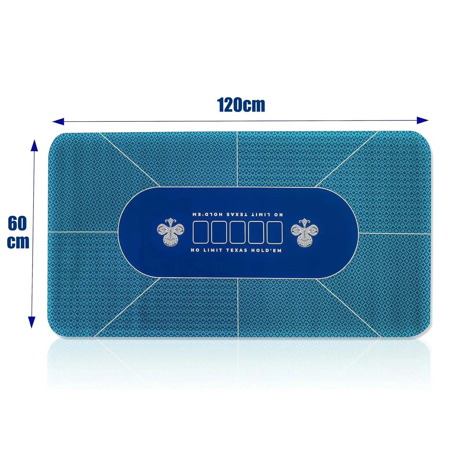 Alas Meja Poker Texas Hold 'em Biru 120X60Cm Alas Meja Poker Alas Meja Karet Anti Selip Besar Aksesori Hiburan