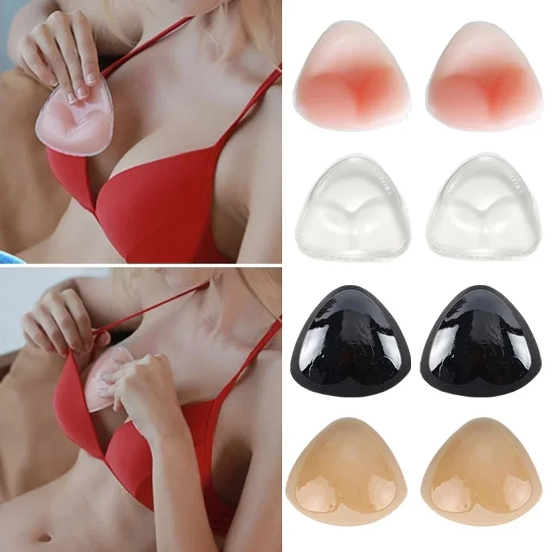 2pcs Silicone Bra Inserts Breast Pads Sticky Push-up Women Bra Cup Thicker Nipple Cover Patch Bikini Inserts for Swimsuit