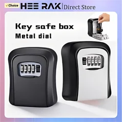 HEE RAK Key Lock Box 4 Digit Password ABS Metal Dial Storage Management Anti-theft Wall Mounted Large Space Safe Box
