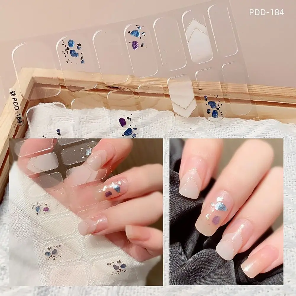 Fácil de remover 14 tiras de gel adesivos de unhas florista cobertura completa gel unha polonês tiras remendo de unhas diy arte do prego fazendo
