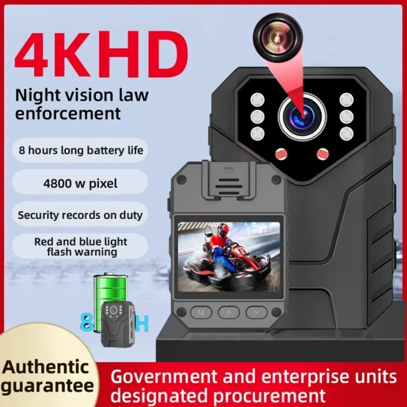 

4K HD Law Enforcement Recorder Portable 1080P Night Vision Mini Camera 2 Inch IPS Touch Screen Police Body Camcorders Action Cam