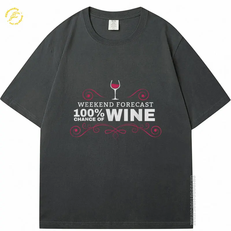 

Weekend Forecast Men's T-Shirts Funny Wine T Shirt Oversized T-Shirt Korean Style Men's Clothes 100% Cotton Streetwear For Men