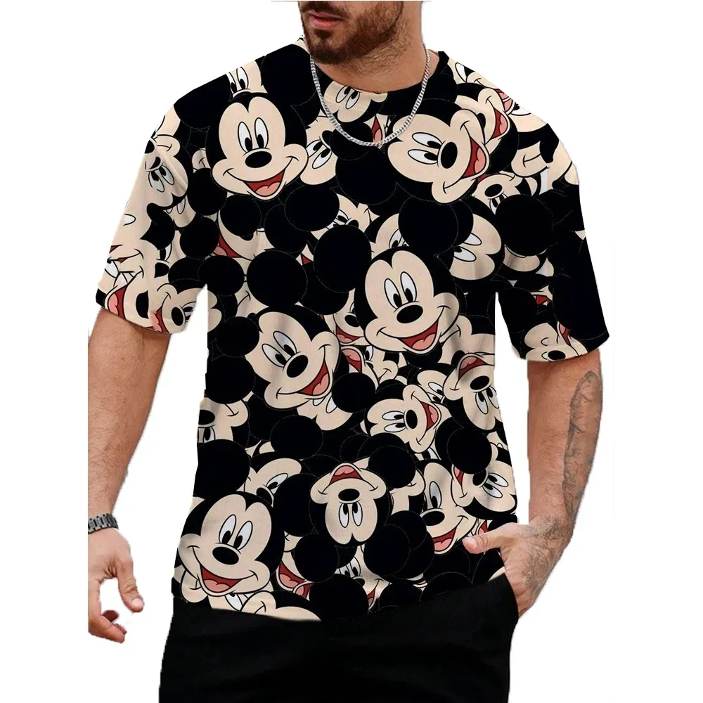 

Disney Summer Men Women Cartoon T-shirt 3D Printed Mickey Mouse Tops Male Fashion Short Sleeve Clothing Casual Streetwear Tees